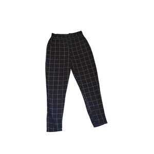 Boohoo Womens Black & White Checkered High-Waisted Trousers Size 8